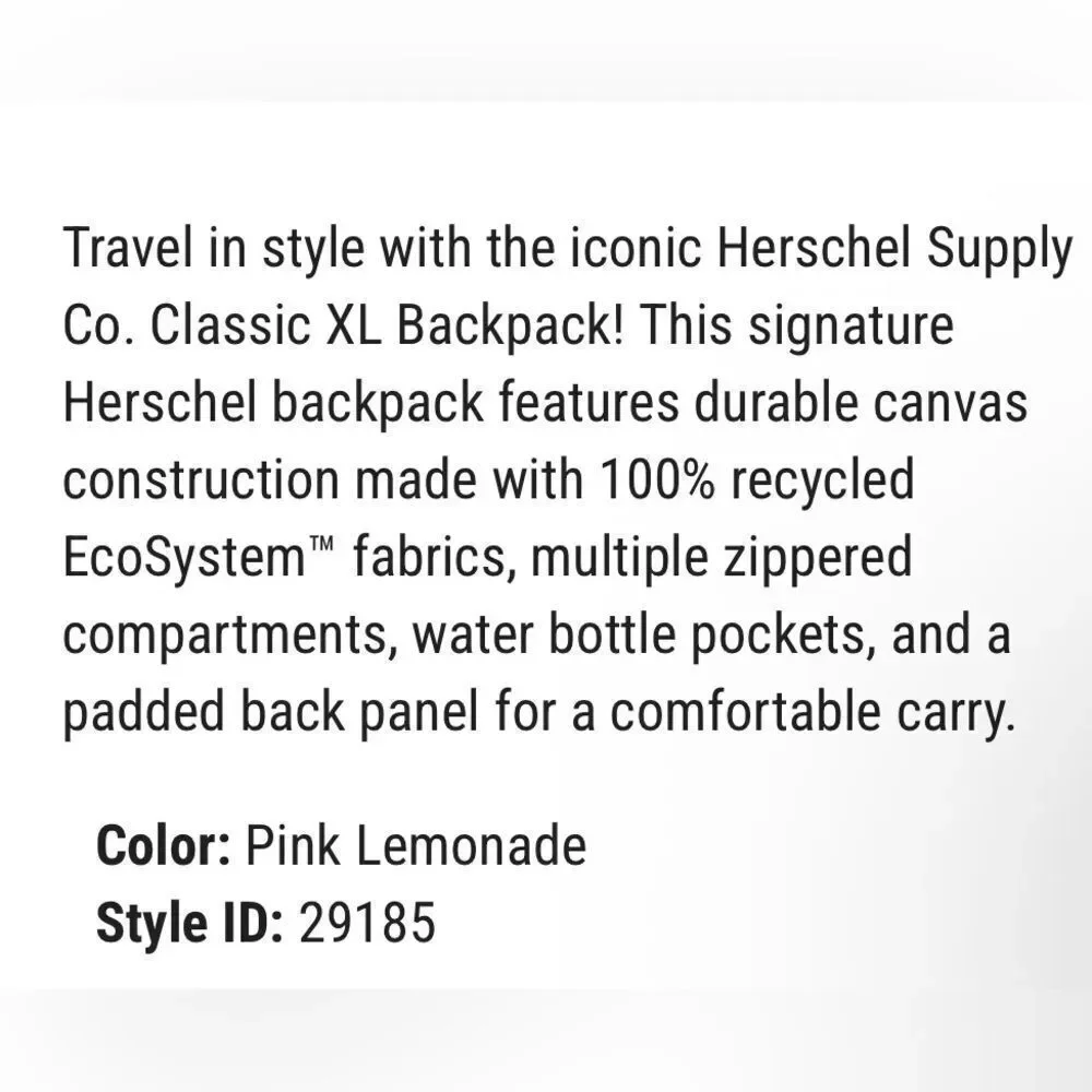 Herschel Supply Company - XL Barbie Pink Lemonade Backpack